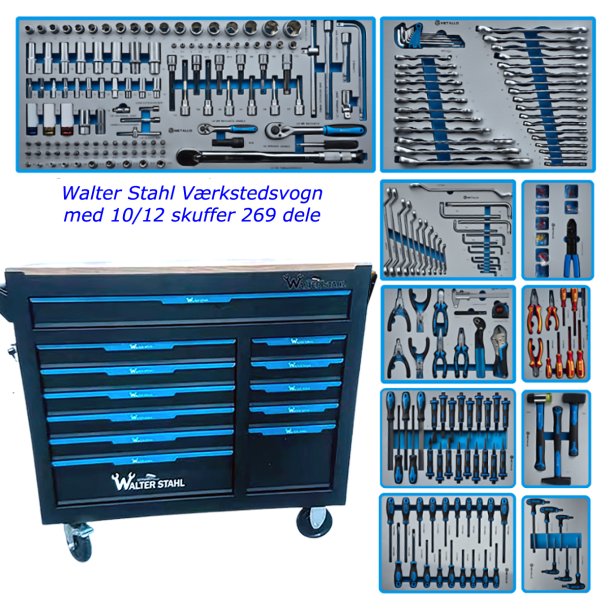 Walter Stahl Vrkstedsvogn med 12 skuffer 269 dele