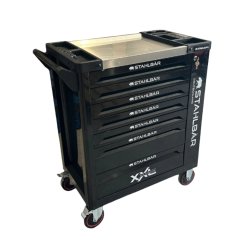 Stahlbr vrktjsvogne med 7 fyldte skuffer 