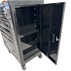 Stahlbr vrktjsvogne med 7 fyldte skuffer 